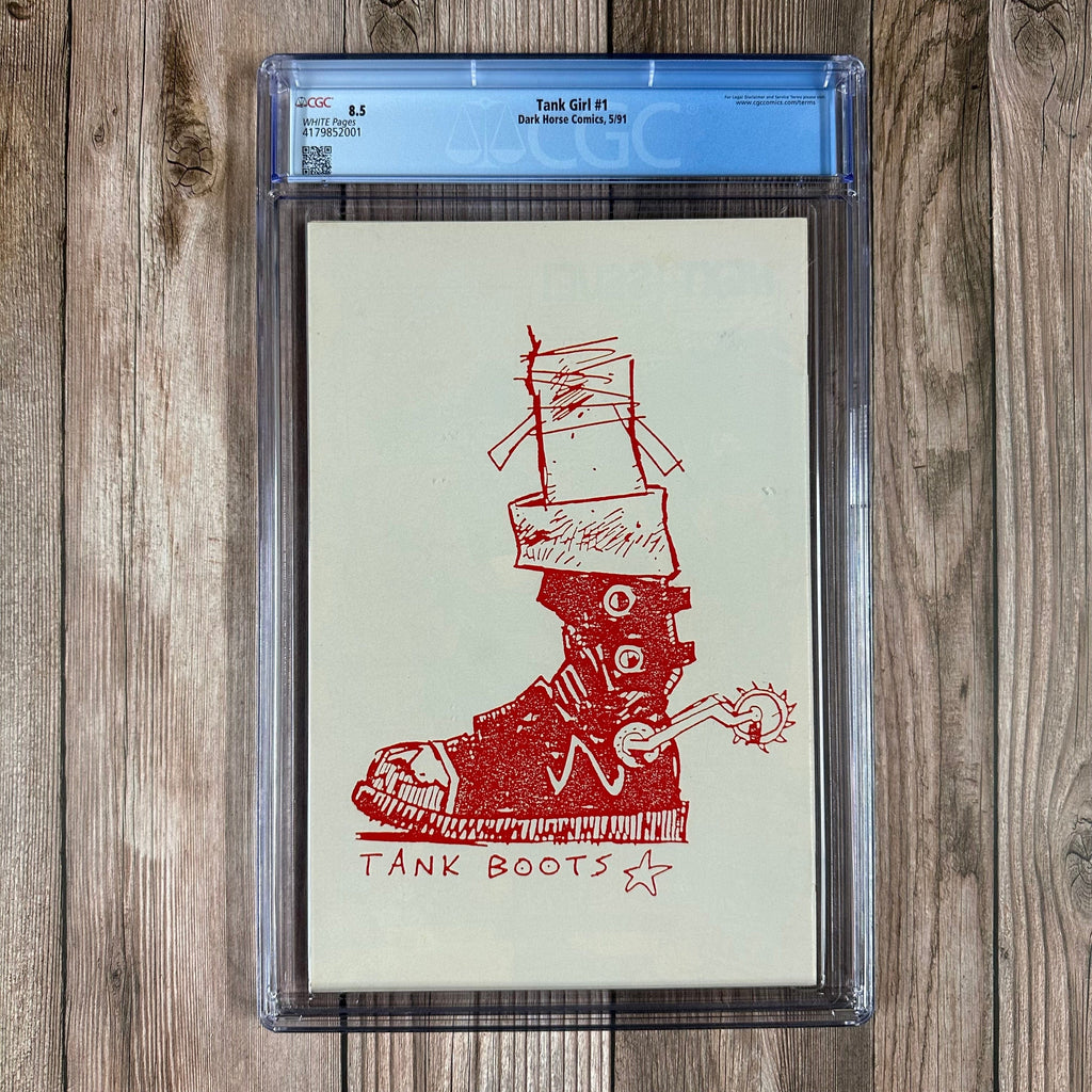 Bry's Comics Tank Girl #1 CGC 8.5 WP Debut appearance of Tank Girl in American comics, ICONIC cover art by Jamie Hewlett