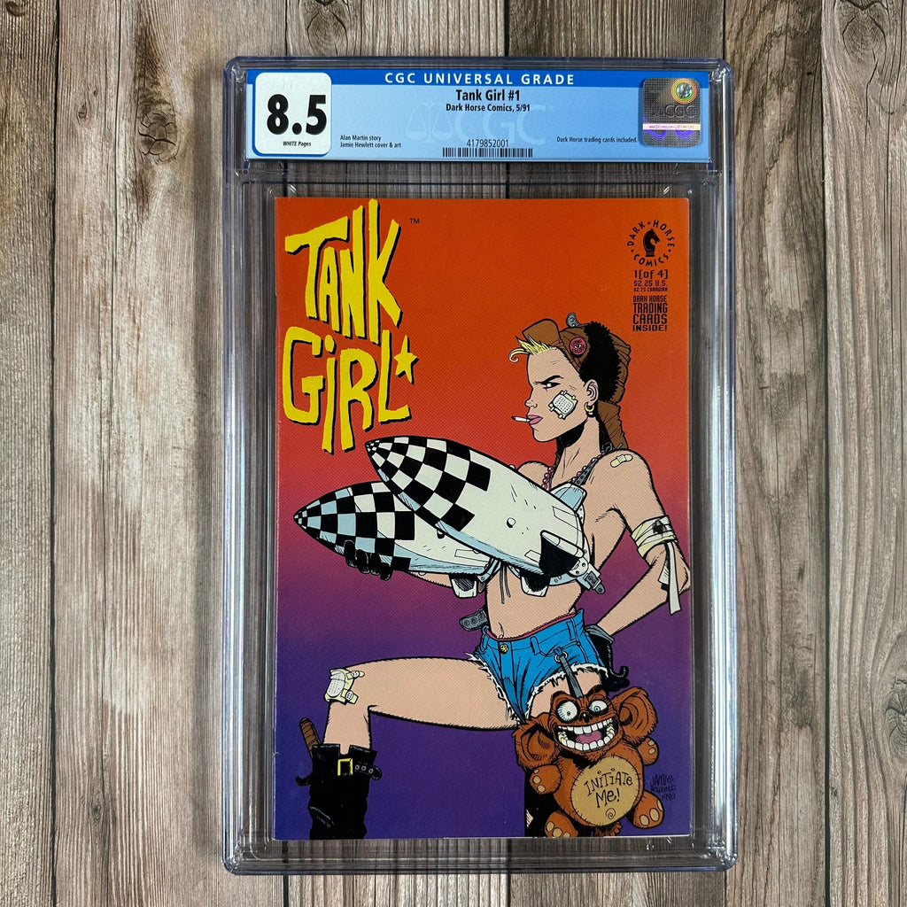 Bry's Comics Tank Girl #1 CGC 8.5 WP Debut appearance of Tank Girl in American comics, ICONIC cover art by Jamie Hewlett