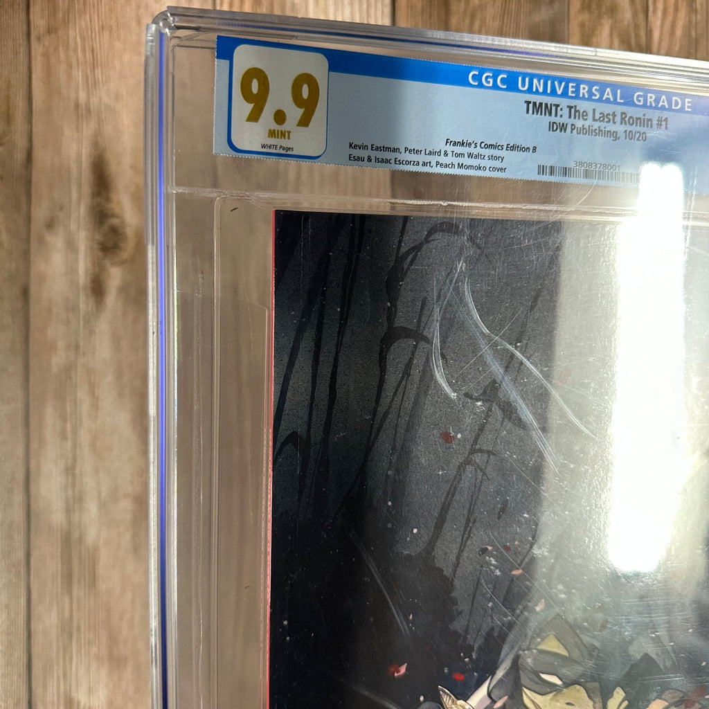 Bry's Comics Teenage Mutant Ninja Turtles: The Last Ronin #1 CGC 9.9 WP Frankie's Comics Edition B, cover art by Peach Momoko, 1st appearance of Oroku Hiroto and Casey Marie Jones *