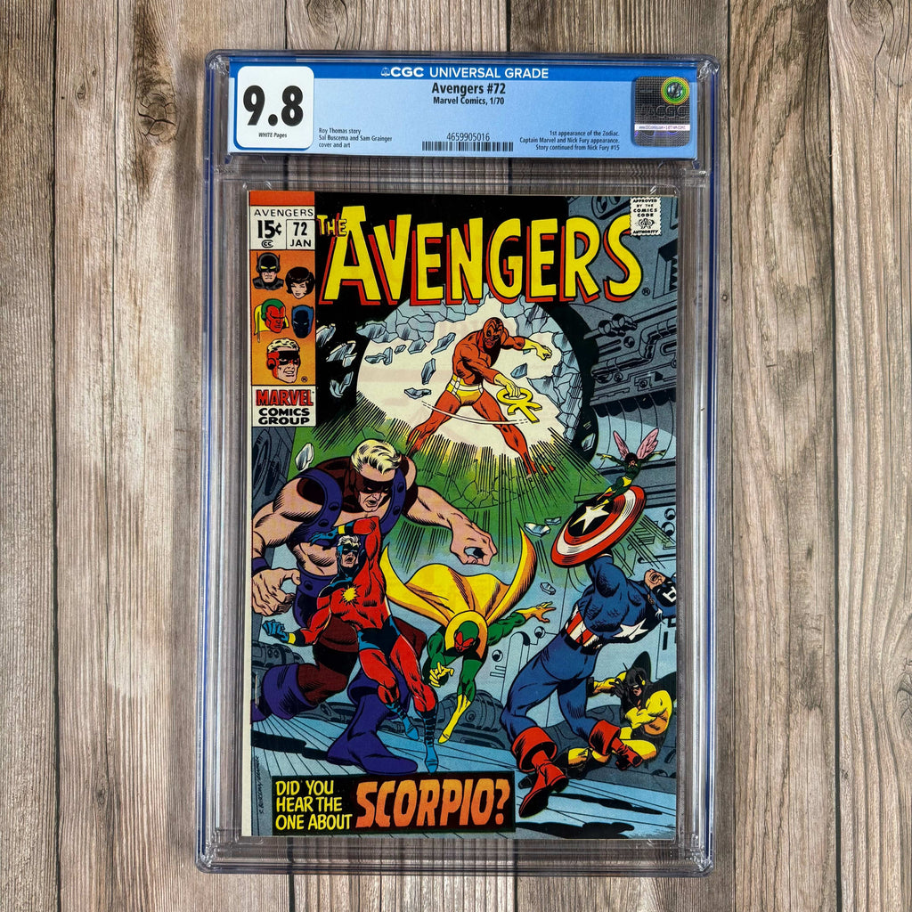 Bry's Comics The Avengers #72 CGC 9.8 WP 1st team appearance of the Zodiac Cartel (Scorpio, Taurus, Libra, Pisces, Gemini, Aries, Capricorn, Leo, Sagittarius, Cancer, Virgo, Aquarius)