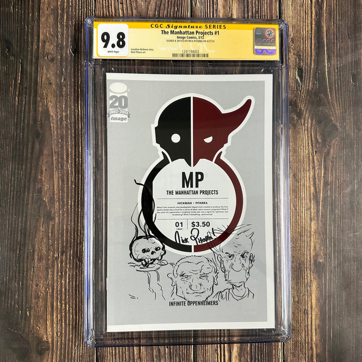 Bry's Comics The Manhattan Projects #1 CGC 9.8 WP SS Signed and Sketch by Nick Pitarra