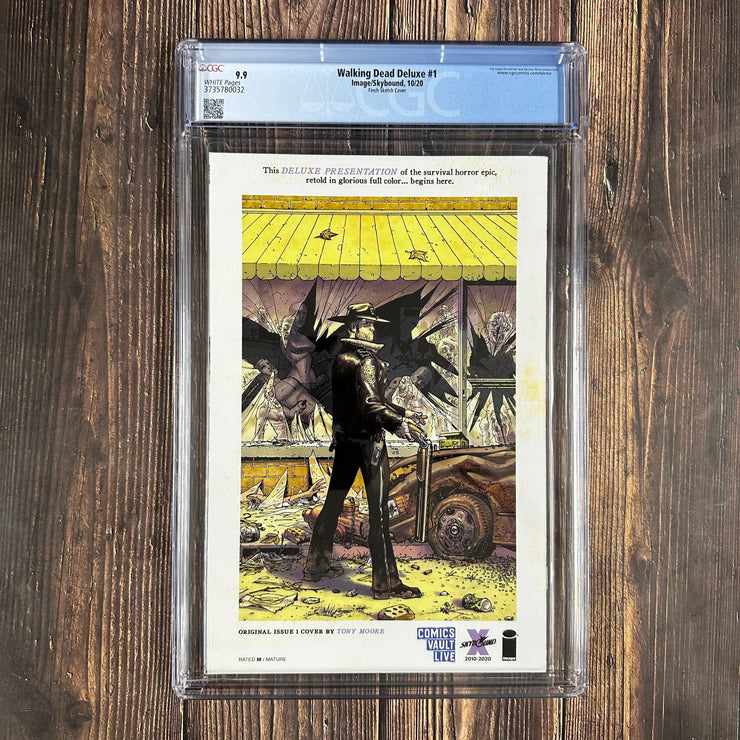Bry's Comics The Walking Dead Deluxe #1 CGC 9.9 WP Finch Sketch Virgin Cover,  Comics Vault Live streaming event exclusive