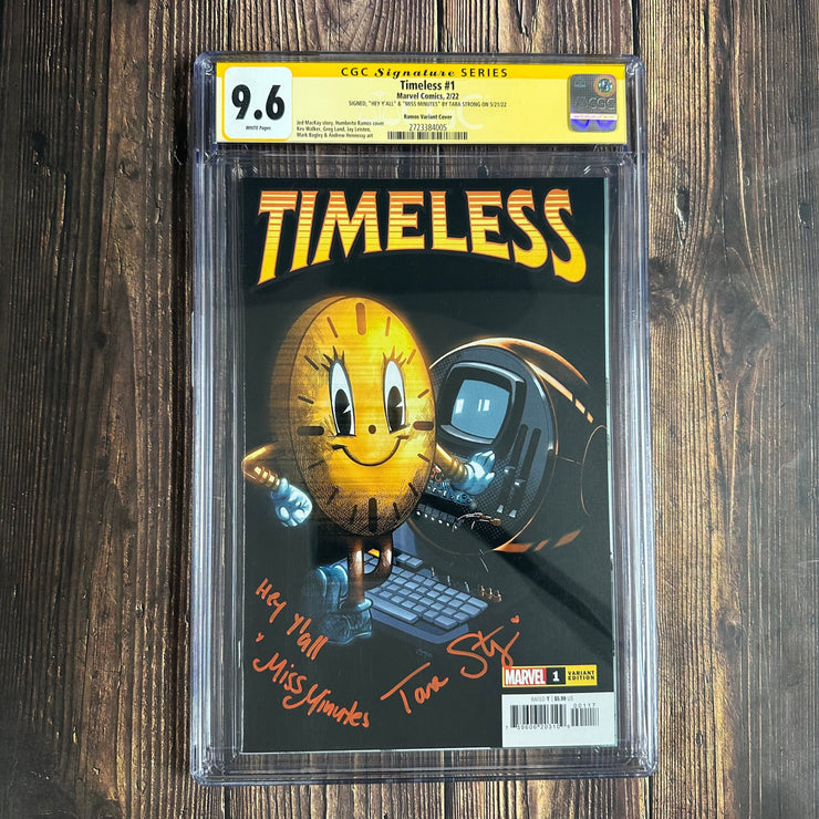 Bry's Comics Timeless #1 CGC 9.6 Ramos Variant Signed by Miss Minutes! (Tara Strong)