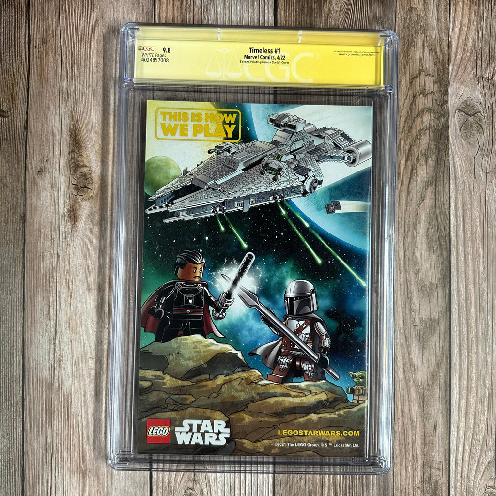 Bry's Comics Timeless #1 CGC 9.8 WP Second Printing, SS Signed and Sketched by Mark Bagley, Humberto Ramos Sketch Cover, 1st cover appearance of Miss Minutes