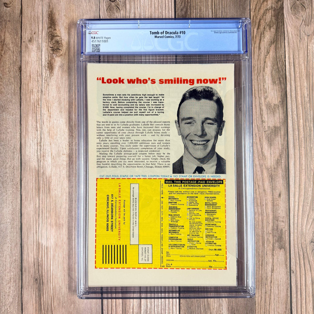 Bry's Comics Tomb of Dracula #10 CGC 9.8 WP 1st appearance of Blade *Trade Avail.