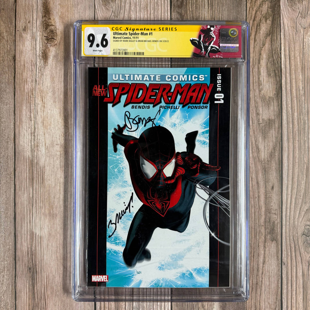 Bry's Comics Ultimate Comics Spider-Man #1 CGC 9.6 WP Custom Label, SS Signed by Mark Bagley & Brian Michael Bendis, 1st solo title & 2nd appearance of Miles Morales
