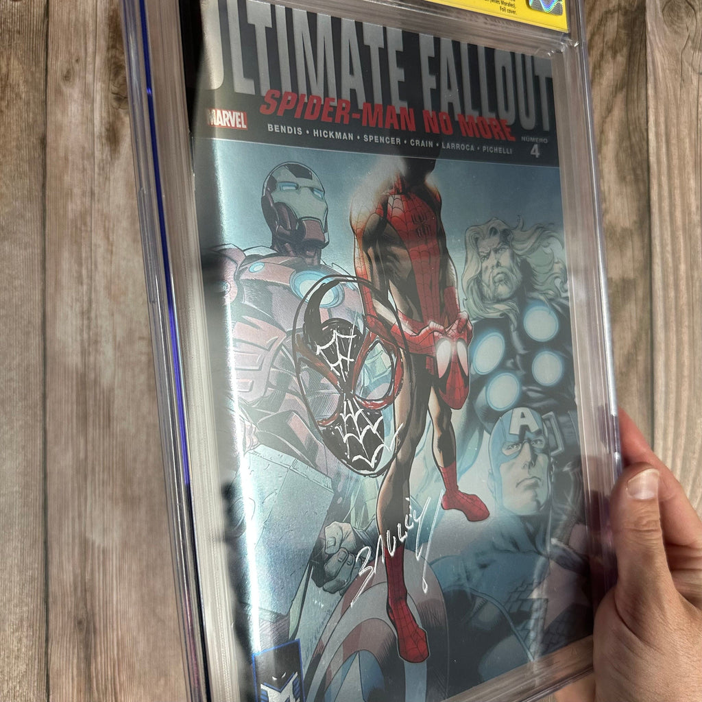 Bry's Comics Ultimate Fallout #4 CGC 9.8 WP SS Signed & Sketch by Mark Bagley La Mole Comic Con Foil Edition, 1st appearance of Miles Morales,  LIMITED TO 1000 COPIES (cert:4001)