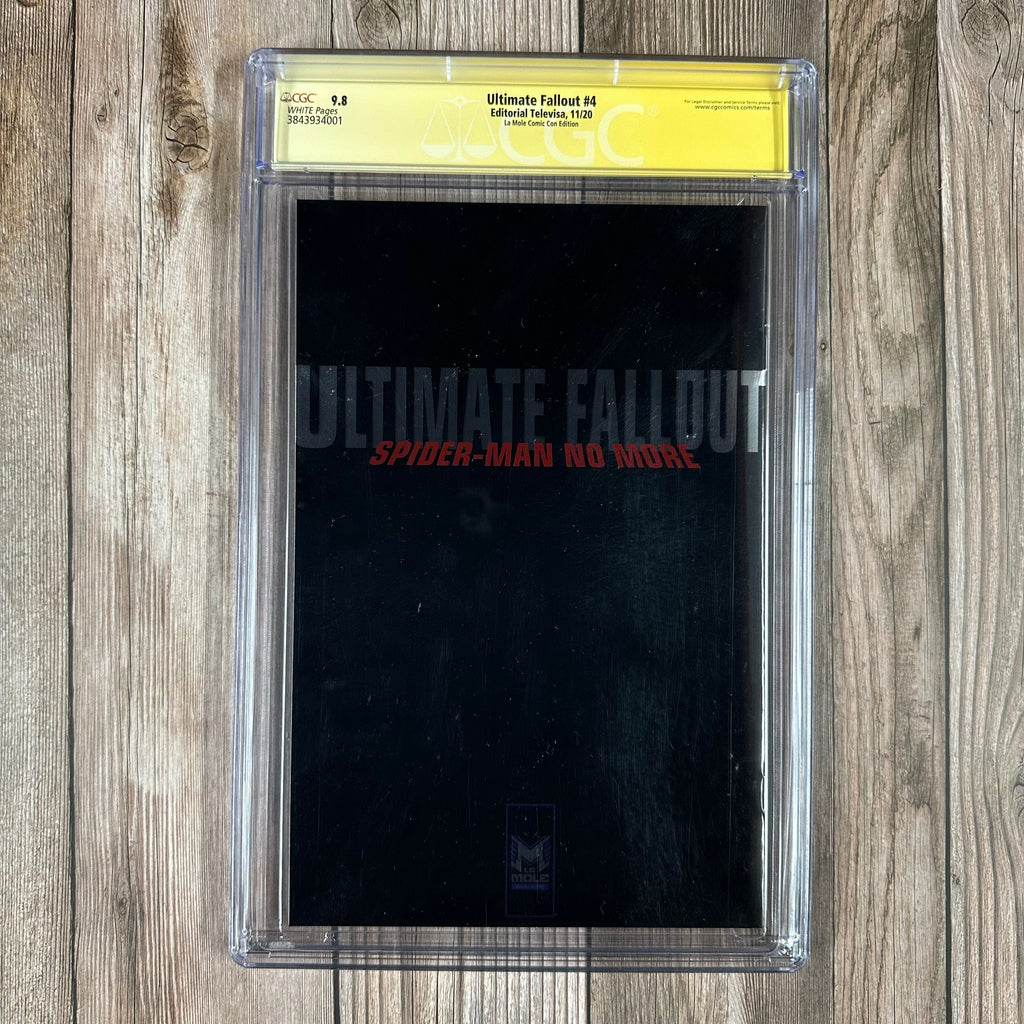 Bry's Comics Ultimate Fallout #4 CGC 9.8 WP SS Signed & Sketch by Mark Bagley La Mole Comic Con Foil Edition, 1st appearance of Miles Morales,  LIMITED TO 1000 COPIES (cert:4001)