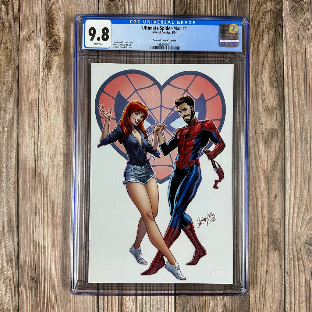 Bry's Comics Ultimate Spider-Man #1 CGC 9.8 WP 1:500 Variant Cover by J. Scott Campbell, 1st appearance of Richard Parker II (Cert:5003)