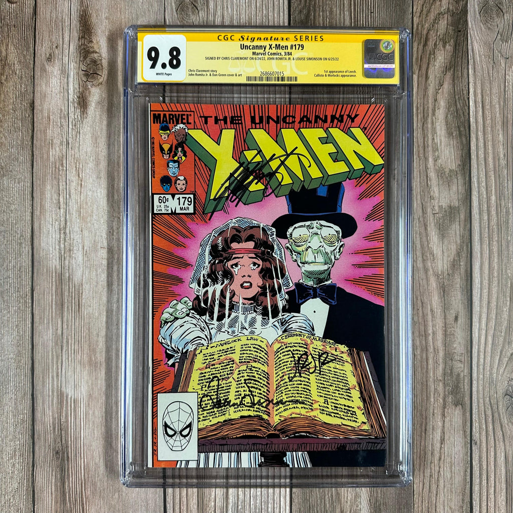 Bry's Comics Uncanny X-Men #179 CGC 9.8 WP SS Signed by Chris Claremont, John Romita Jr. & Louise Simonson 1st appearance of Leech (cert:7015)
