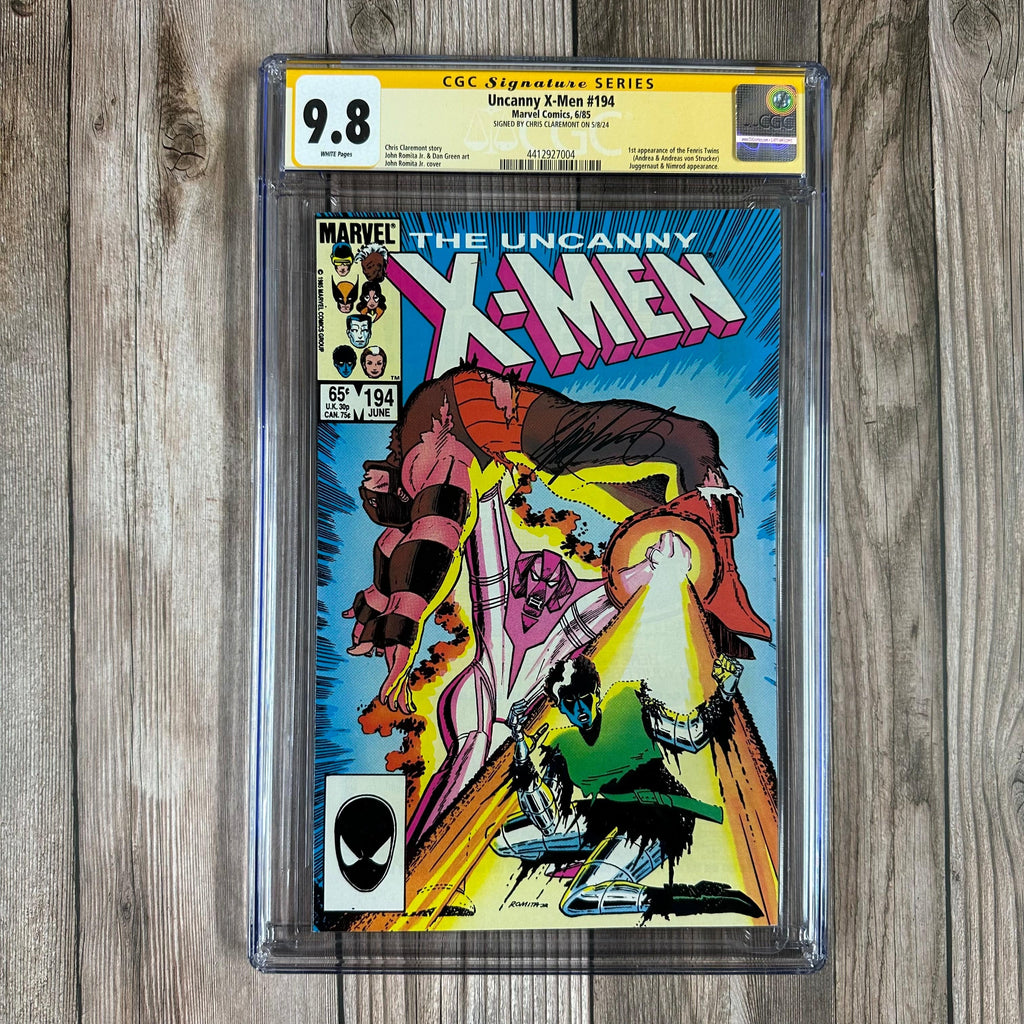 Bry's Comics Uncanny X-Men #194 CGC 9.8 WP SS Signed by Chris Claremont, 1st appearance of the Fenris Twins (Andrea & Andreas von Strucker), Juggernaut & Nimrod appearance (cert:7004)