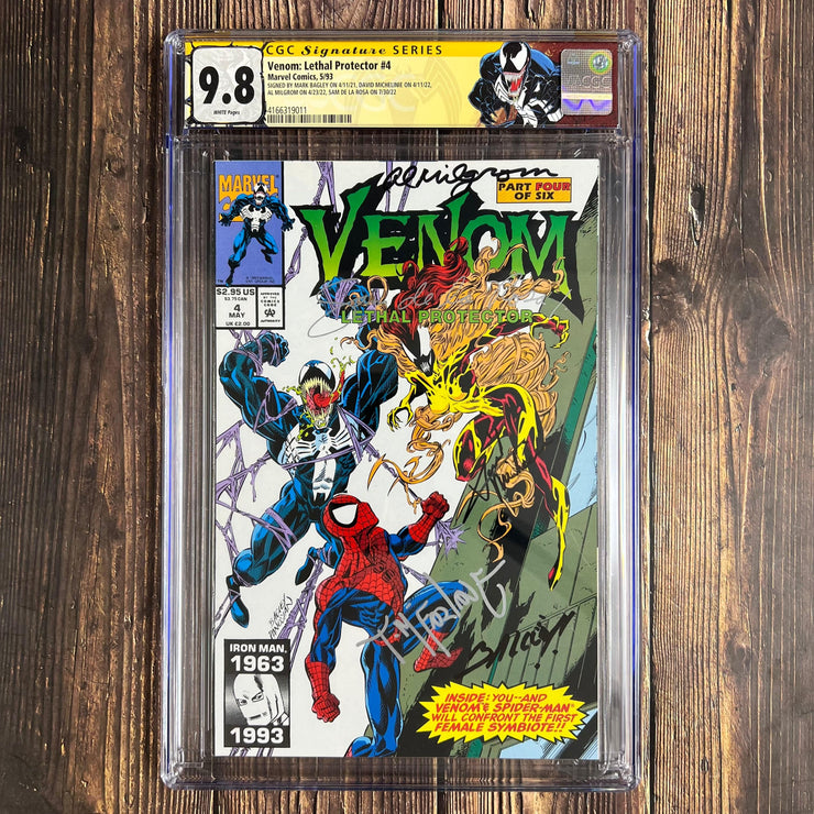 Bry's Comics Venom: Lethal Protector #4 CGC 9.8 Signed by Bagley, Michelinie, Milgrom & De La Rosa