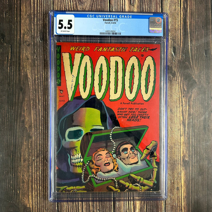 Bry's Comics Voodoo #15 CGC 5.5 1954 Class skull cover Top 7!