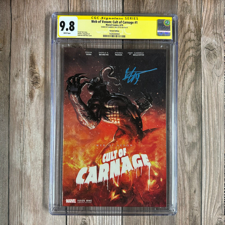 Bry's Comics Web of Venom: Cult of Carnage #1 CGC 9.8 WP SS Signed by Gabriele Dell'Otto, 1:50 Variant Cover by Gabriele Dell'Otto