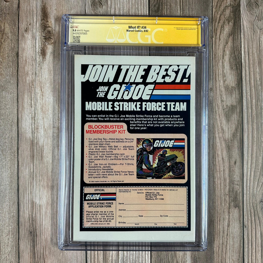 Bry's Comics What If? #34 CGC 9.8 WP SS Signed by Tom DeFalco 1st appearance of Obnoxio the Clown in a standard comic, Hulk parody appearance (cert:7005)