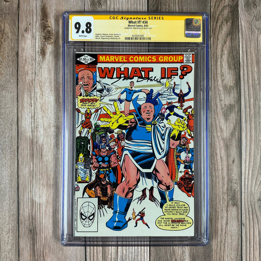 Bry's Comics What If? #34 CGC 9.8 WP SS Signed by Tom DeFalco 1st appearance of Obnoxio the Clown in a standard comic, Hulk parody appearance (cert:7005)