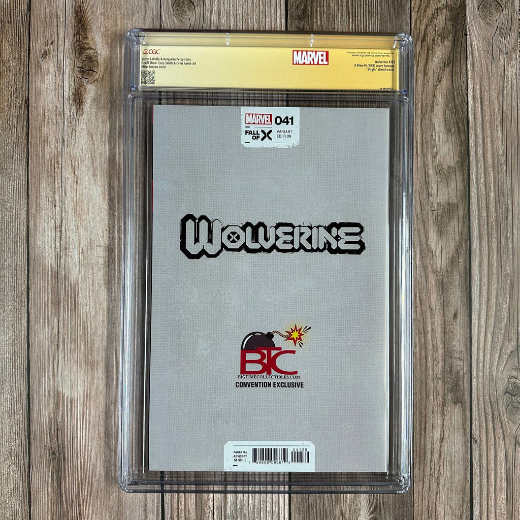Bry's Comics Wolverine #41 CGC 9.8 WP Custom Label, Big Time Collectibles Convention Edition, SS Signed by Mico Suayan (cert:3005)