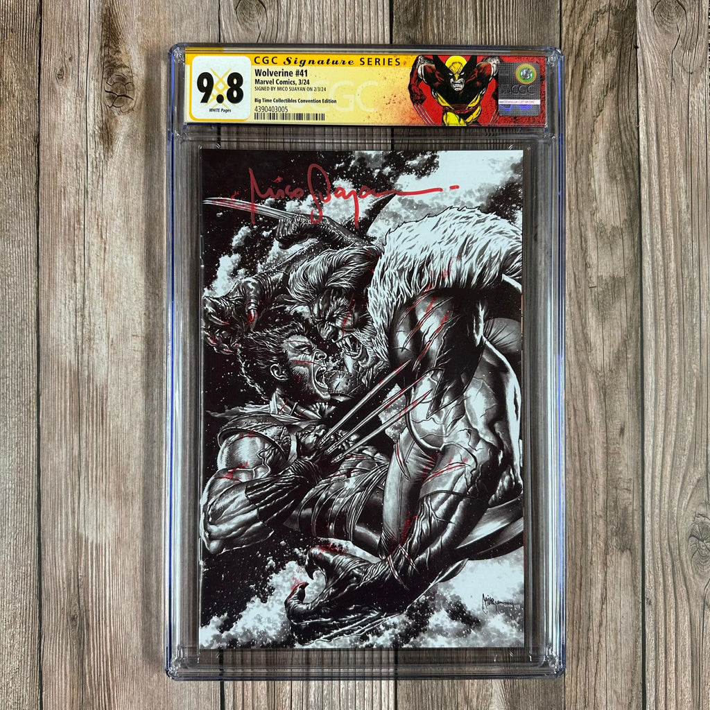 Bry's Comics Wolverine #41 CGC 9.8 WP Custom Label, Big Time Collectibles Convention Edition, SS Signed by Mico Suayan (cert:3005)