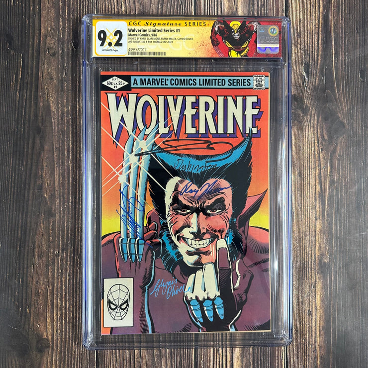 Bry's Comics Wolverine Limited Series #1 CGC 9.2 SS 5x Signed by Claremont, Miller, Rubinstein, Oliver & Roy Thomas , Custom Label, ICONIC Cover by Frank Miller, 1st cameo appearance of Yukio