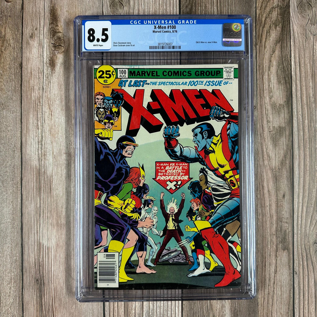 Bry's Comics X-Men #100 CGC 8.5 WP Classic battle: original X-Men vs new X-Men, 1st use of 'Fastball Special'