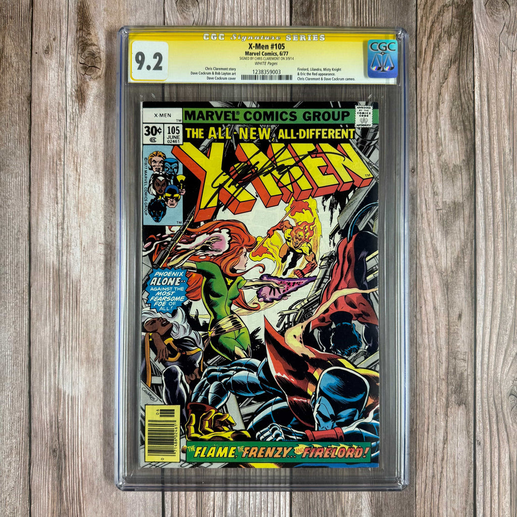 Bry's Comics X-Men #105 CGC 9.2 WP SS Signed by Chris Claremont , 1st full appearance of Lilandra, debut of Jean Grey’s Phoenix powers (cert:9003)