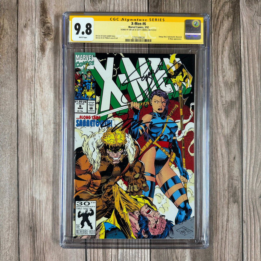 Bry's Comics X-Men #6 CGC 9.8 WP SS Signed by Jim Lee and Scott Lobdell 1st appearance of Birdy, Omega Red, Sabretooth, Maverick & Mojo appearance (cert:9028)
