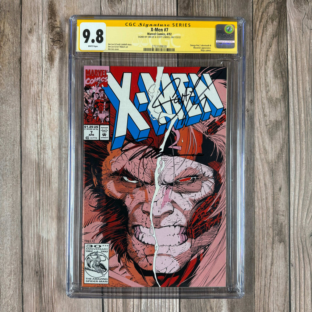 Bry's Comics X-Men #7 CGC 9.8 WP SS Signed by Jim Lee and Scott Lobdell Omega Red, Sabretooth & Maverick appearance, Mojo cameo (cert:9030)