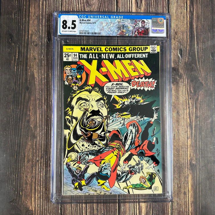 Bry's Comics X-Men #94 CGC 8.5 Custom Label, 2nd team appearance of the new X-Men, 2nd appearance of Storm, Nightcrawler, Colossus, and Thunderbird, 4th appearance of Wolverine, 1st appearance of Dragonfly