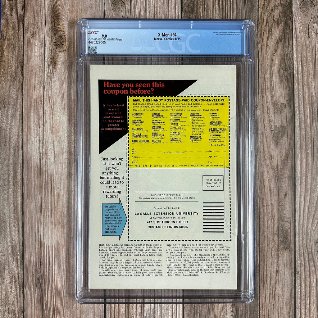 Bry's Comics X-Men #94 CGC 9.0 2nd appearance of new X-Men team, 4th appearance of Wolverine, 1st appearance of Dragonfly, Claremont run begins